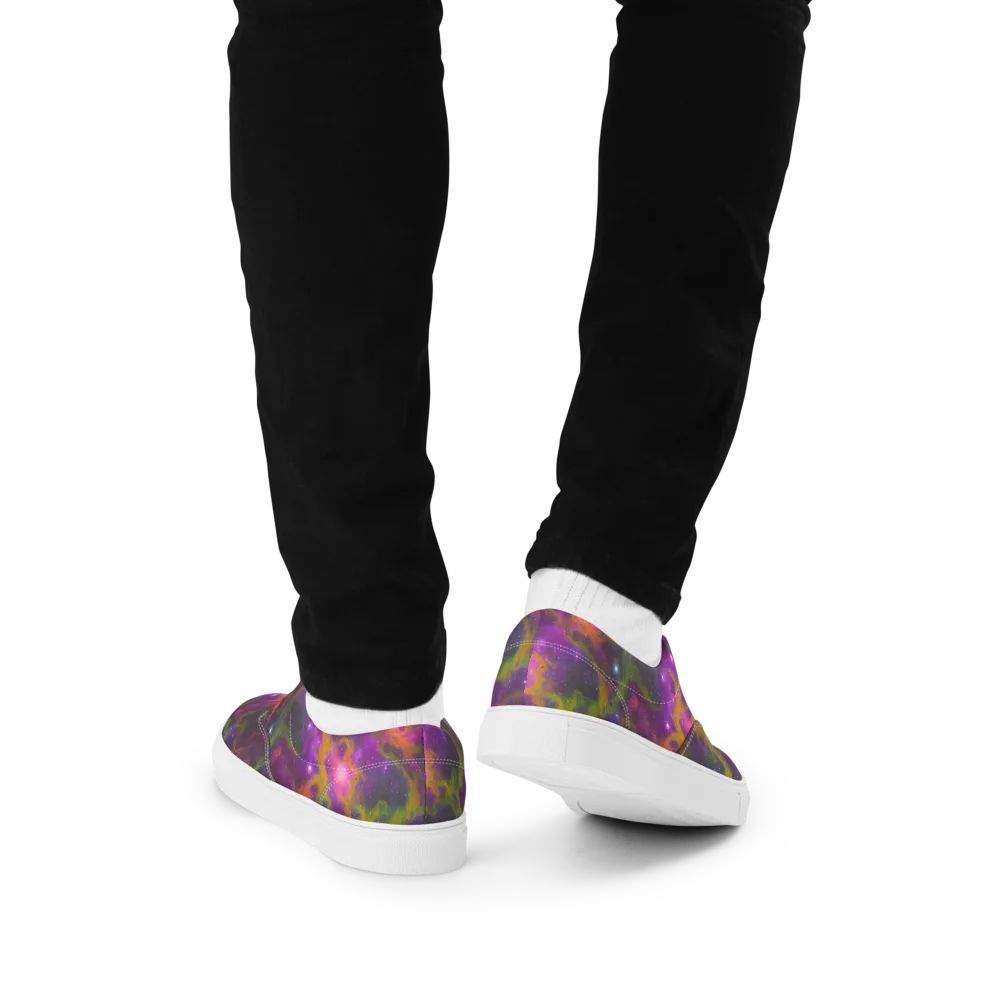 Orchid Cosmos on Men's Lace-Up Canvas Shoes — Back