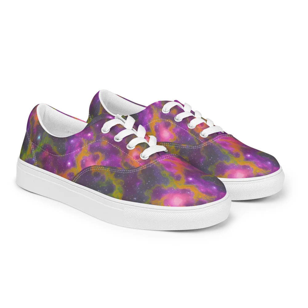 Orchid Cosmos on Men's Lace-Up Canvas Shoes — Right Front