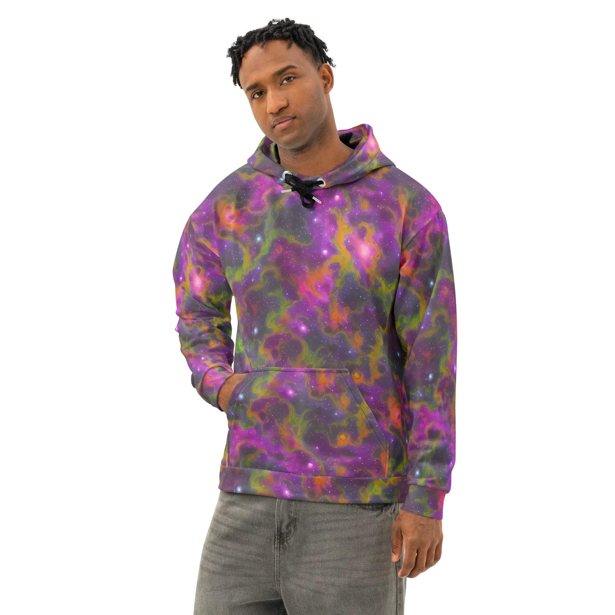 Orchid Cosmos on Cotton Hoodie — Left Front