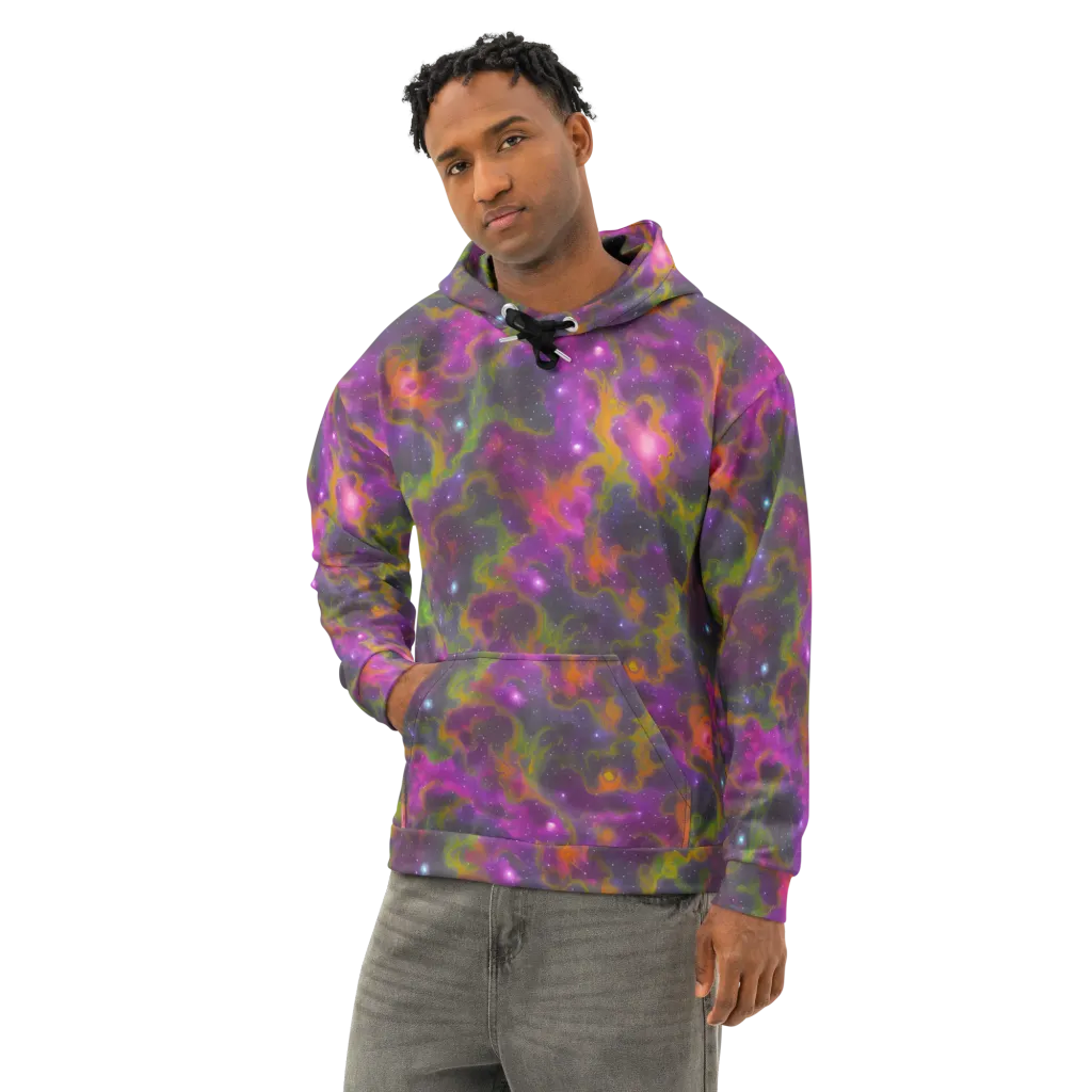 Orchid Cosmos on Cotton Hoodie — Left Front