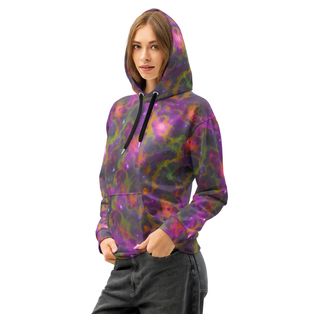 Orchid Cosmos on Cotton Hoodie — Left Front