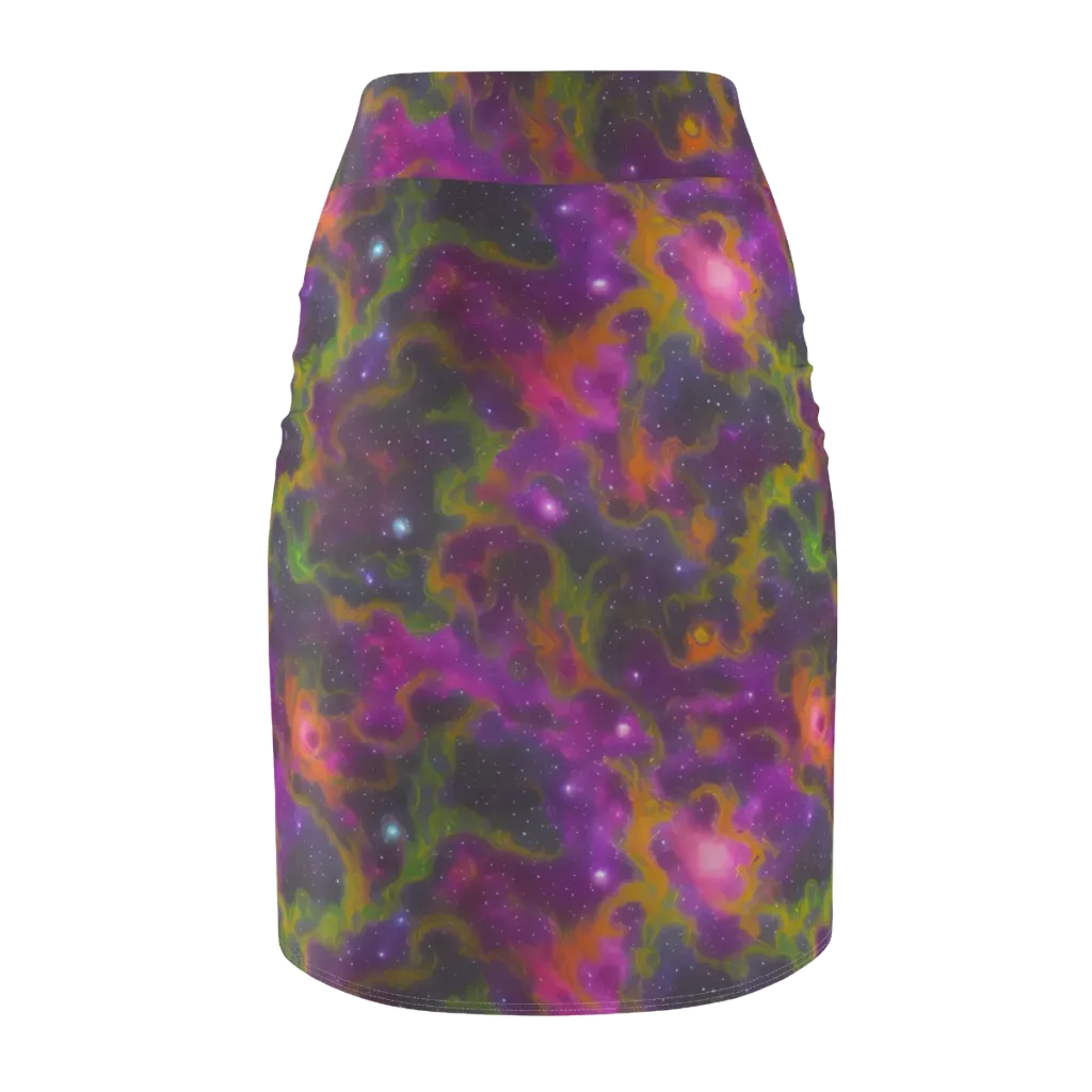 Orchid Cosmos on Pencil Skirt — Back