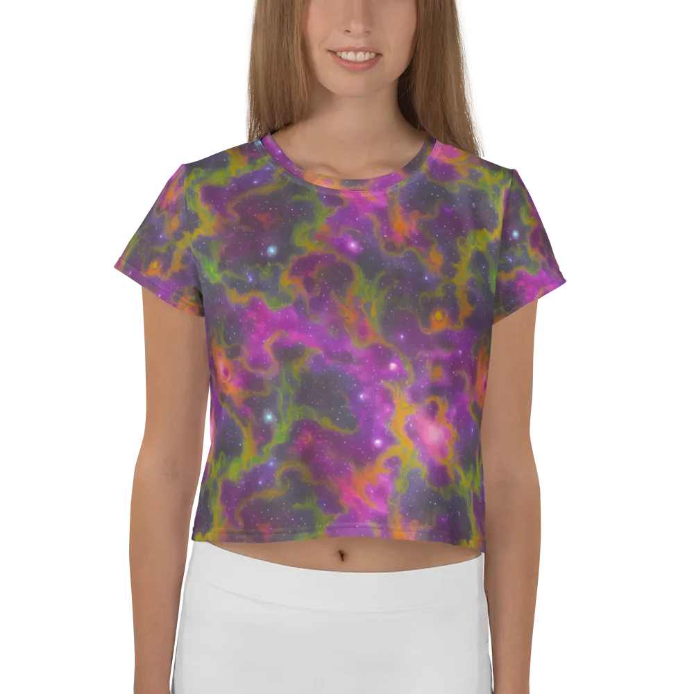 Orchid Cosmos on Crop Tee — Front