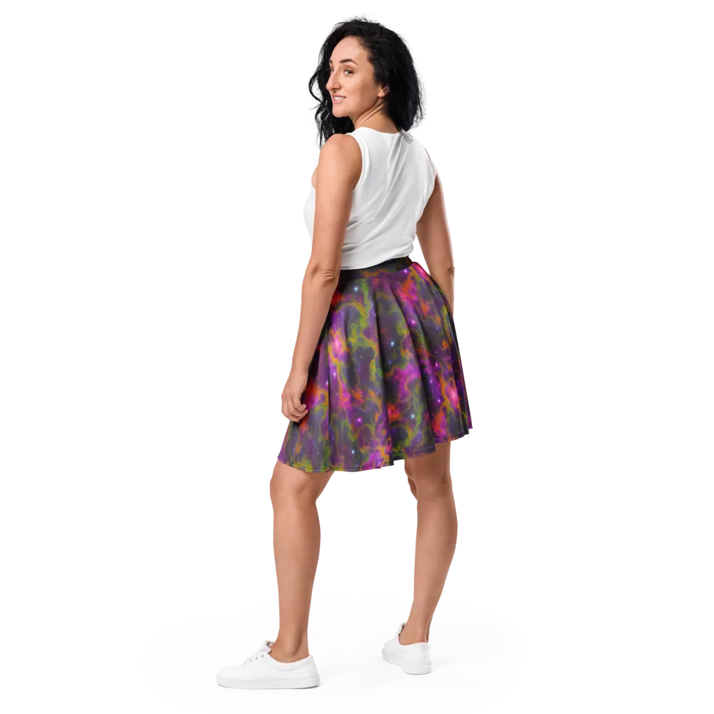 Orchid Cosmos on Skater Skirt — Back