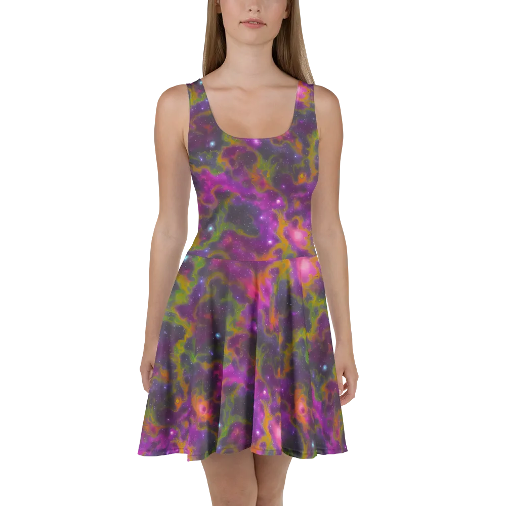 Orchid Cosmos on Skater Dress — Front