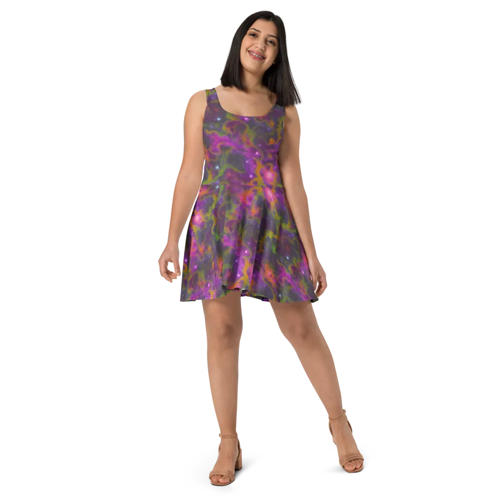 Orchid Cosmos on Skater Dress — Front