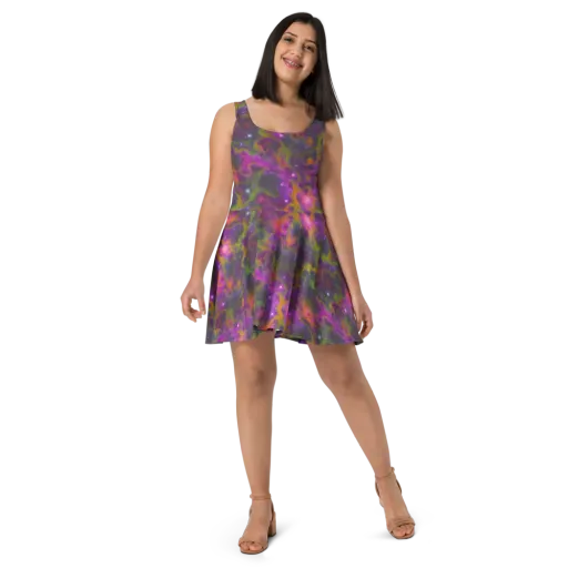 Orchid Cosmos on a Skater Dress