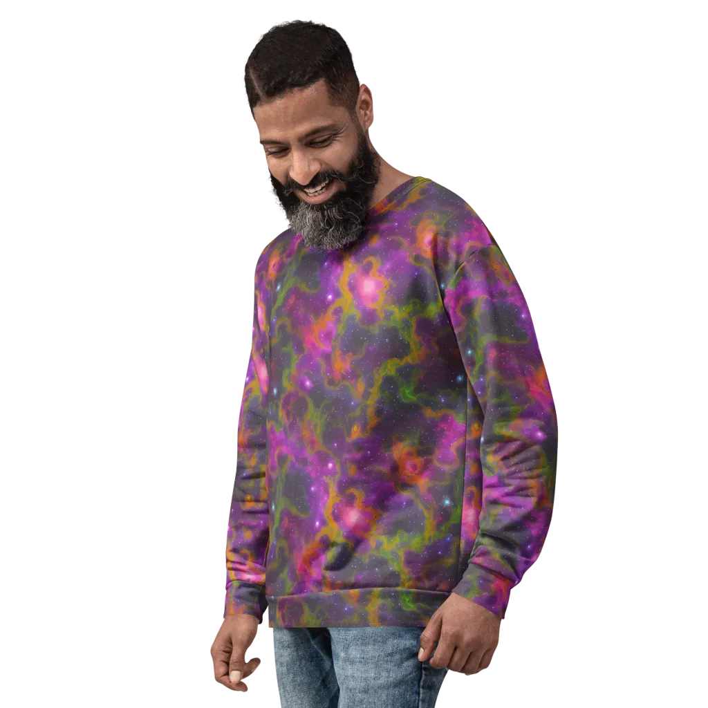 Orchid Cosmos on Sweatshirt — Left Front