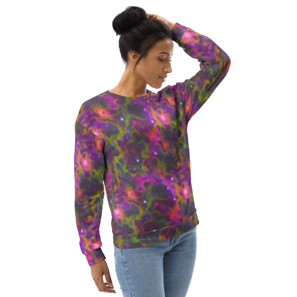 Orchid Cosmos on Sweatshirt — Right Front