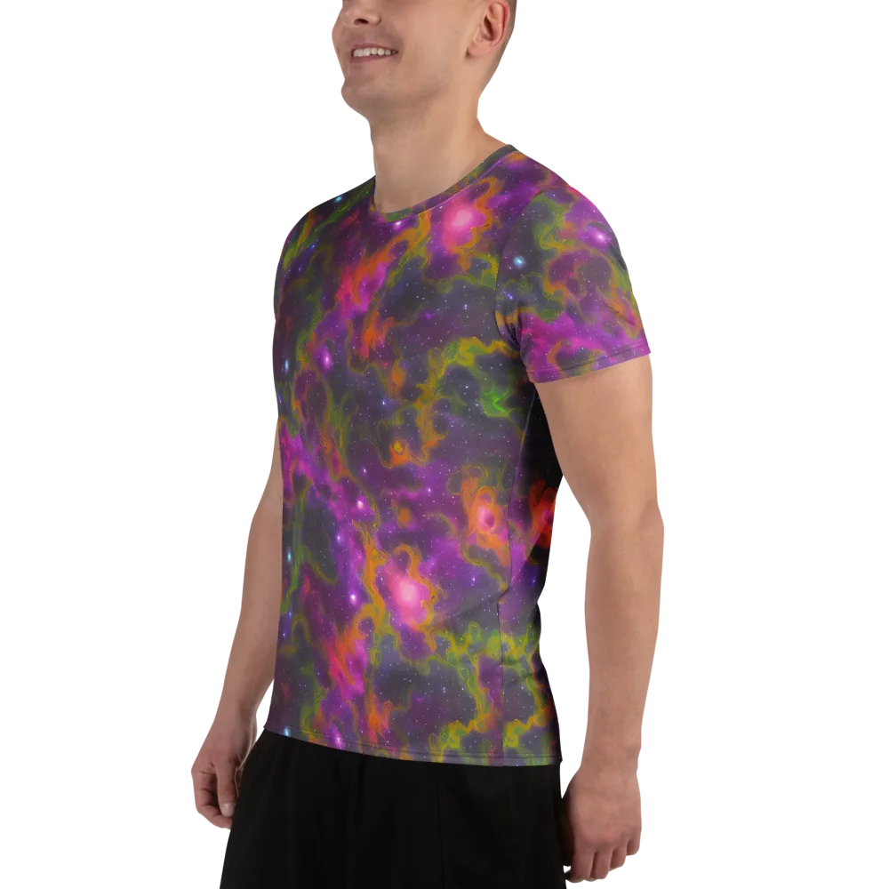 Orchid Cosmos on Men's Athletic T-Shirt — Left