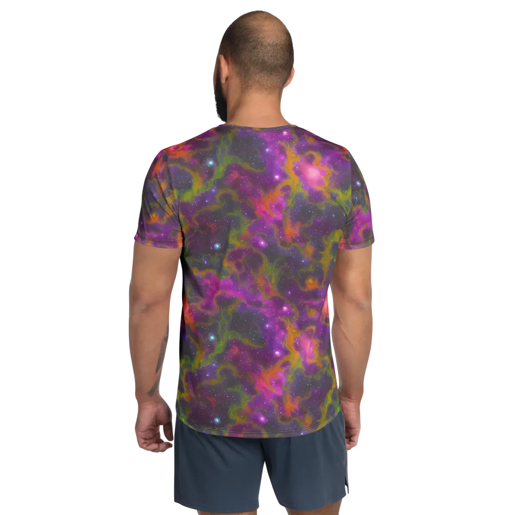 Orchid Cosmos on Men's Athletic T-Shirt — Back