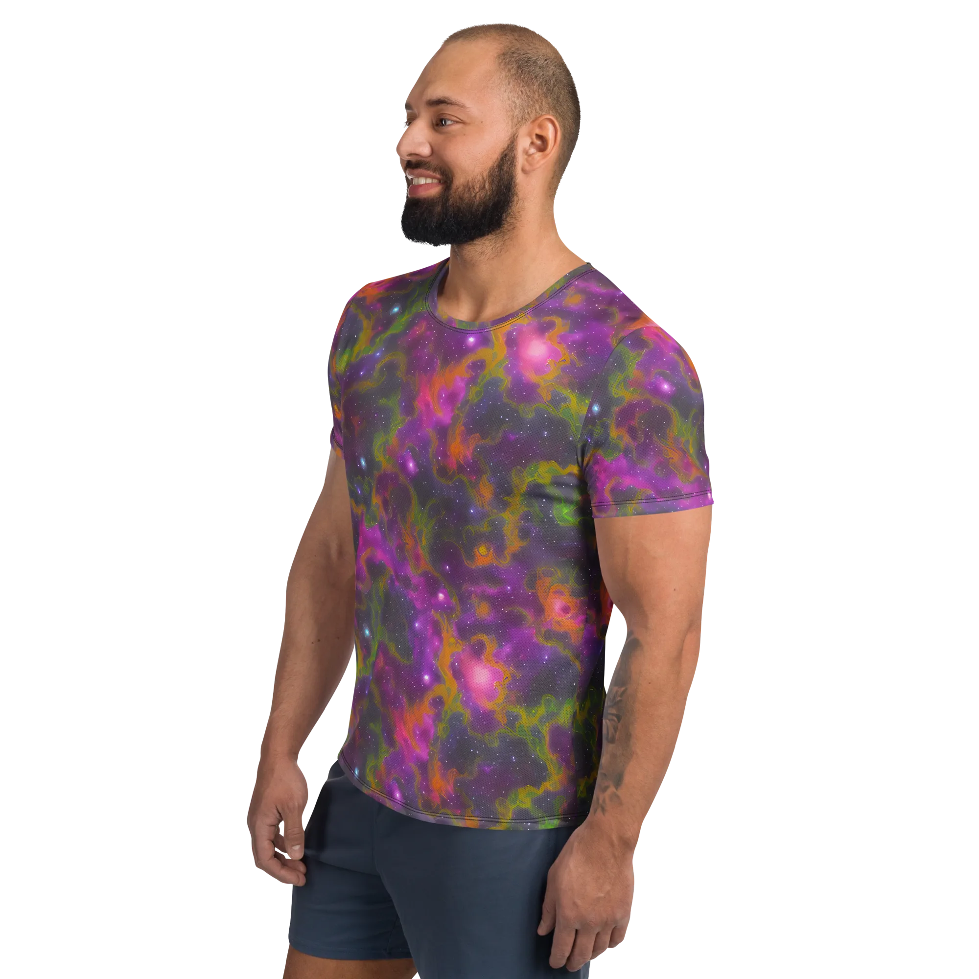 Orchid Cosmos on Men's Athletic T-Shirt — Left