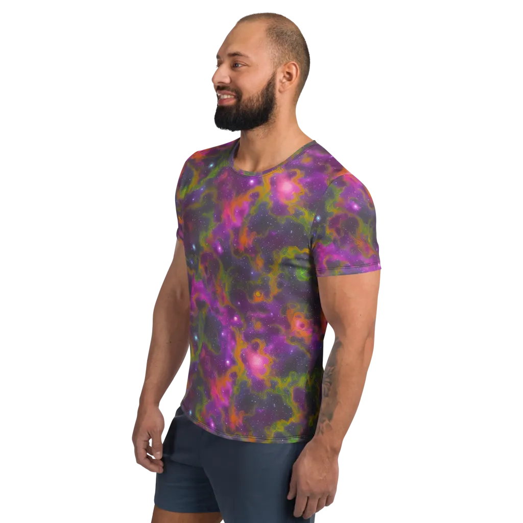 Orchid Cosmos on Men's Athletic T-Shirt — Left