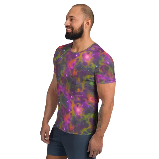 Orchid Cosmos on a Men's Athletic T-Shirt