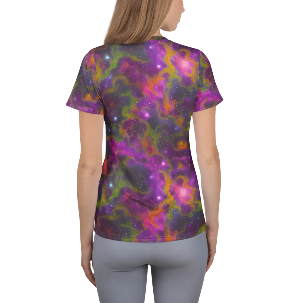 Orchid Cosmos on Women's Athletic T-Shirt — Back