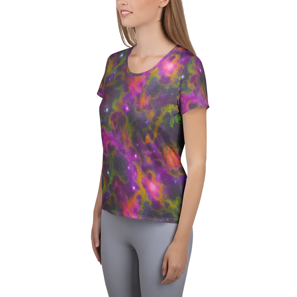 Orchid Cosmos on Women's Athletic T-Shirt — Left