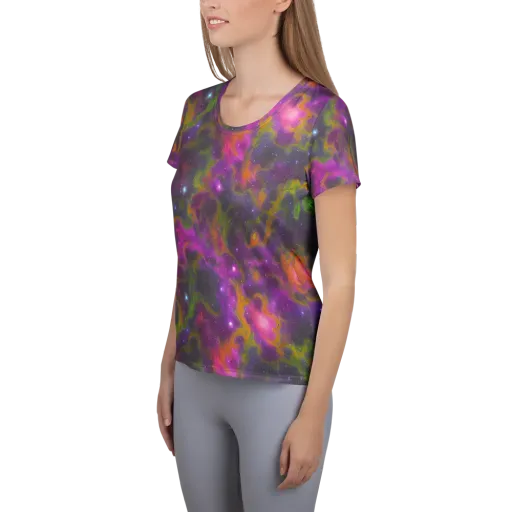 Orchid Cosmos on a Women's Athletic T-Shirt