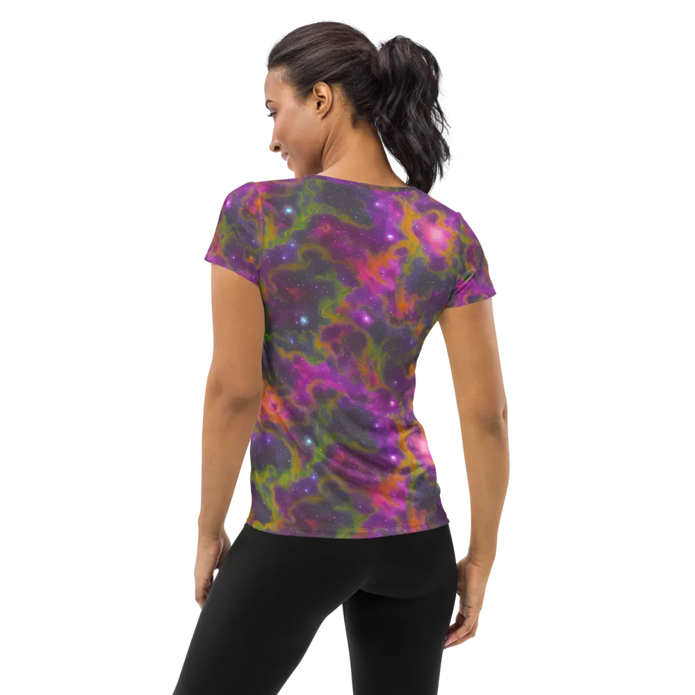 Orchid Cosmos on Women's Athletic T-Shirt — Back