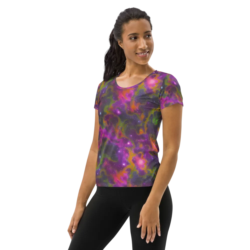 Orchid Cosmos on Women's Athletic T-Shirt — Left