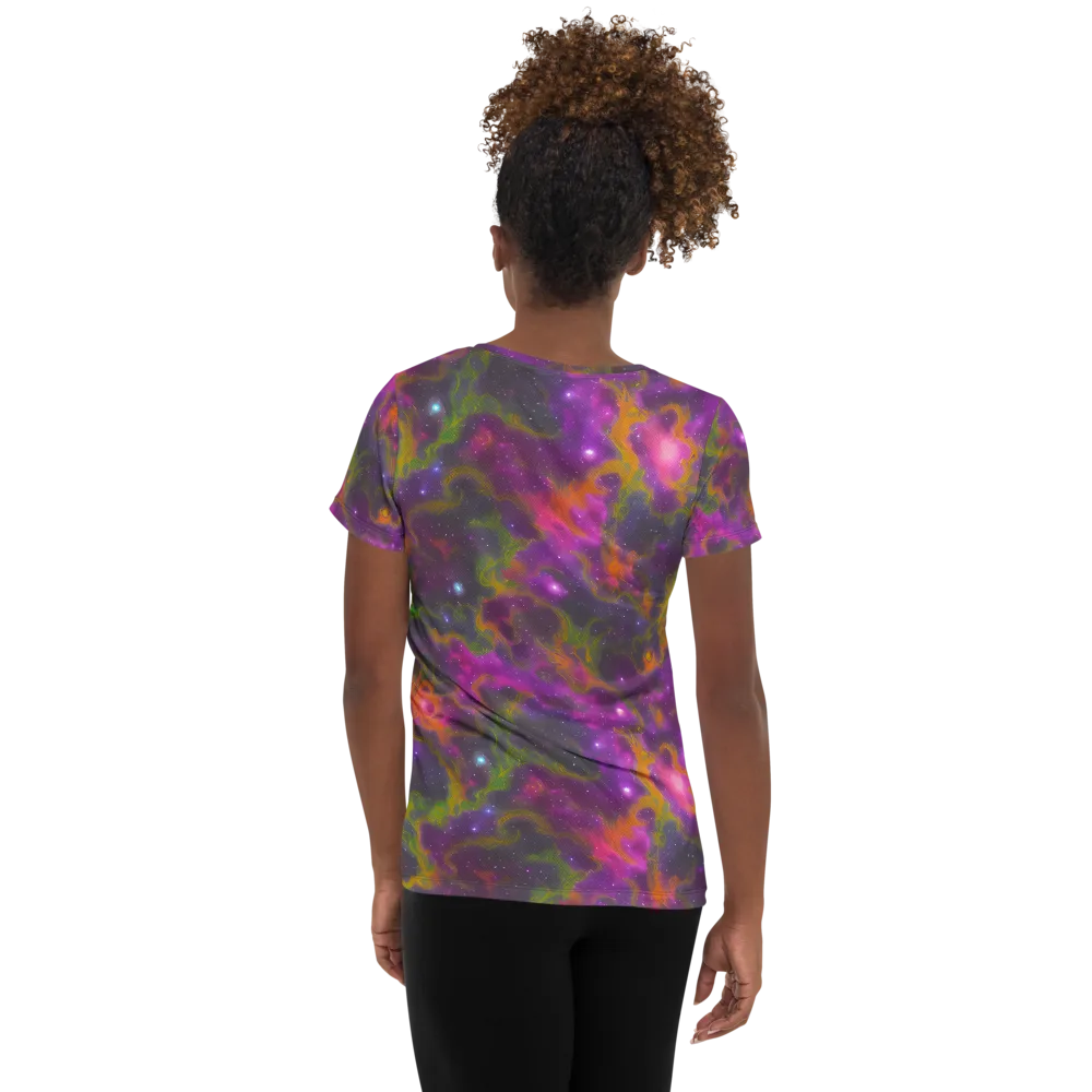 Orchid Cosmos on Women's Athletic T-Shirt — Back