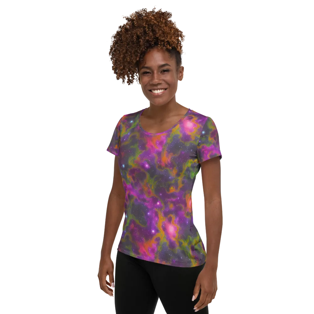 Orchid Cosmos on Women's Athletic T-Shirt — Left