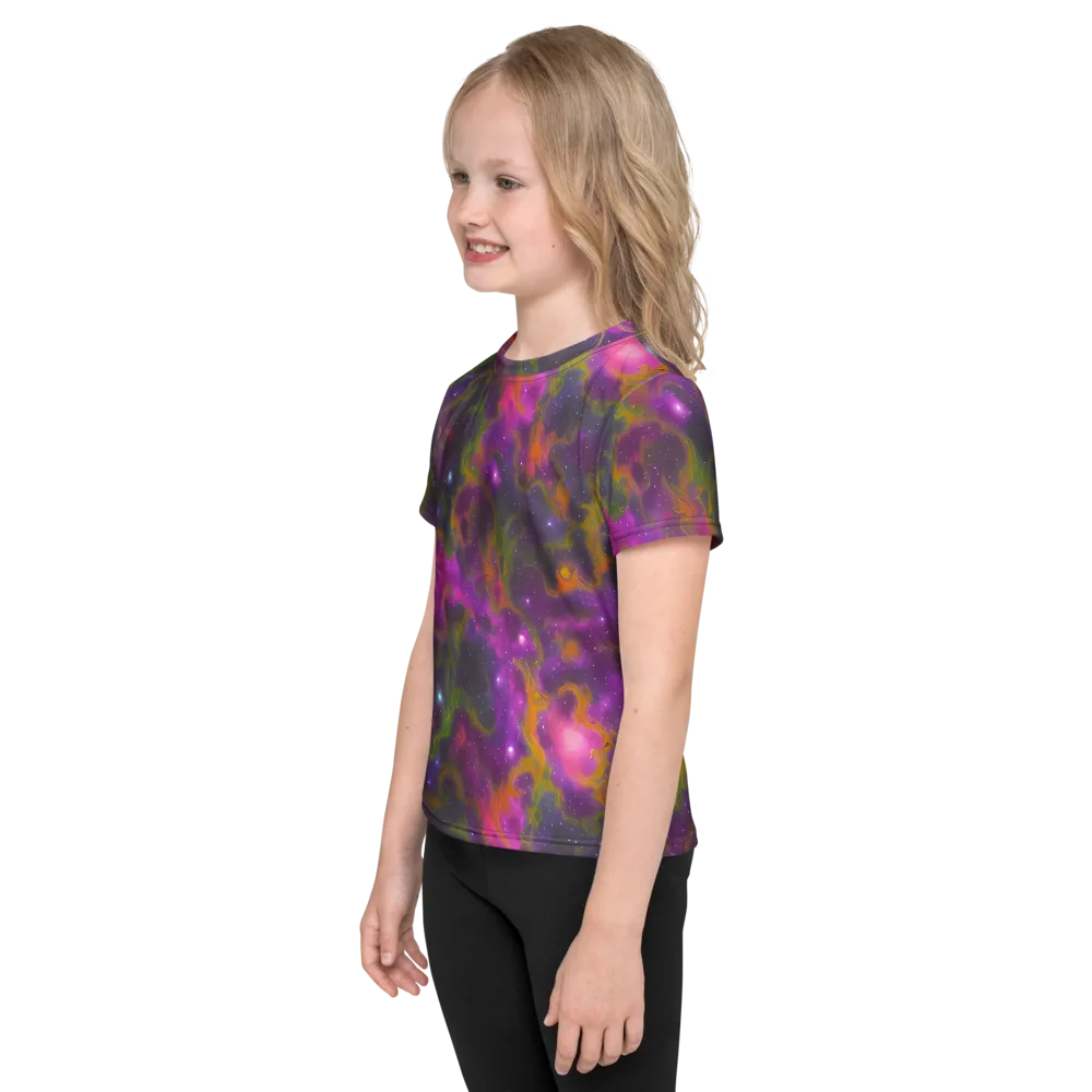 Orchid Cosmos on Kids Crew Neck T-Shirt — Left
