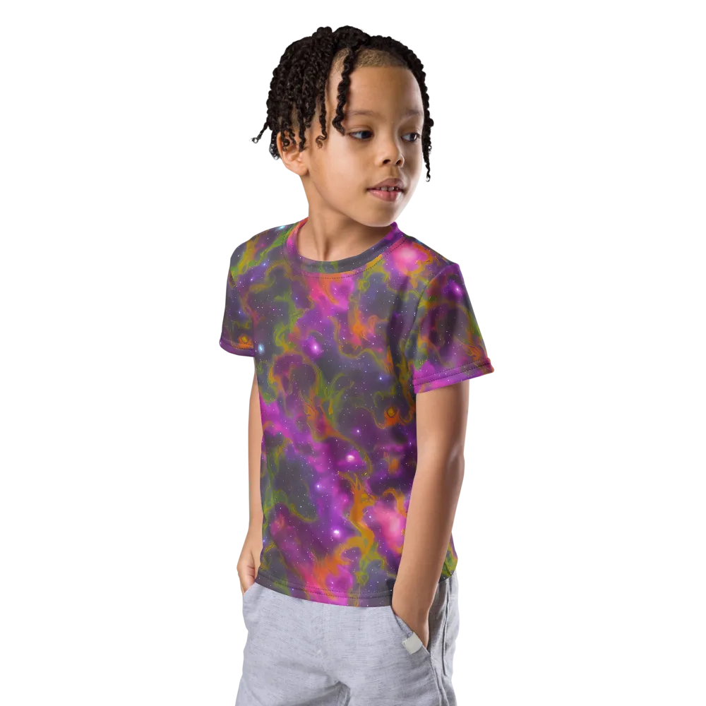 Orchid Cosmos on Kids Crew Neck T-Shirt — Left Front