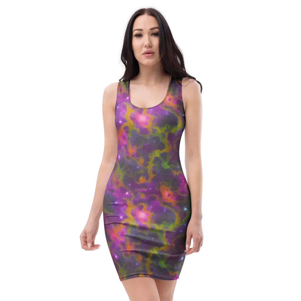 Orchid Cosmos on Bodycon Dress — Front