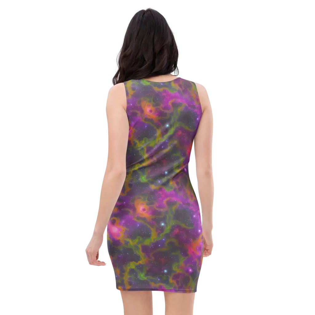 Orchid Cosmos on Bodycon Dress — Back