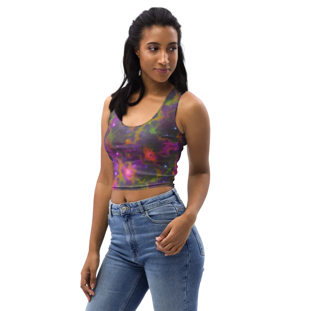 Orchid Cosmos on Crop Top — Left Front
