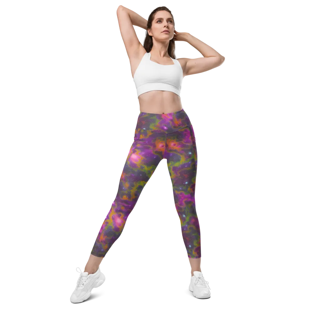 Orchid Cosmos on Leggings with Pockets — Front
