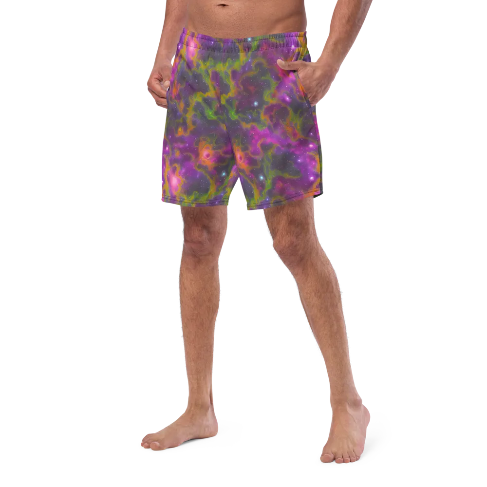 Orchid Cosmos on Swim Trunks — Left Front