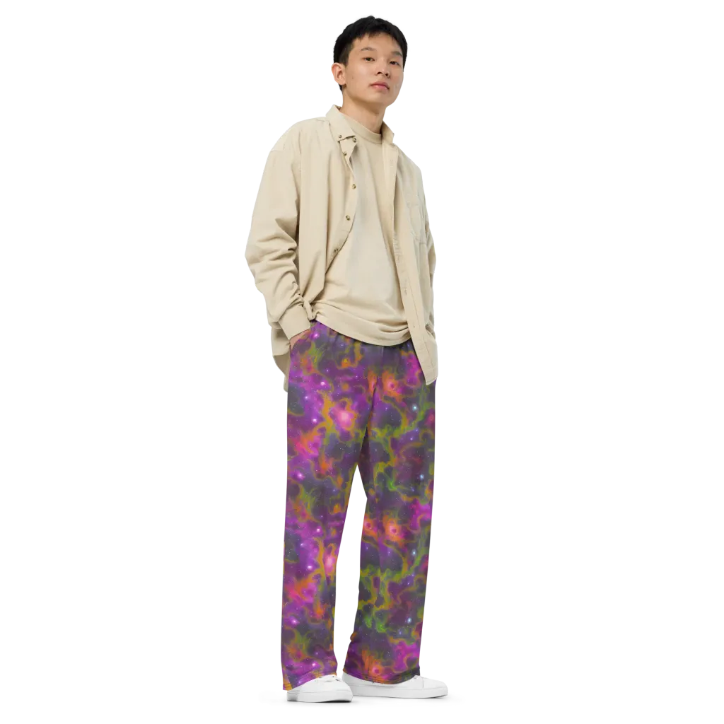 Orchid Cosmos on Wide-Leg Pants — Right Front