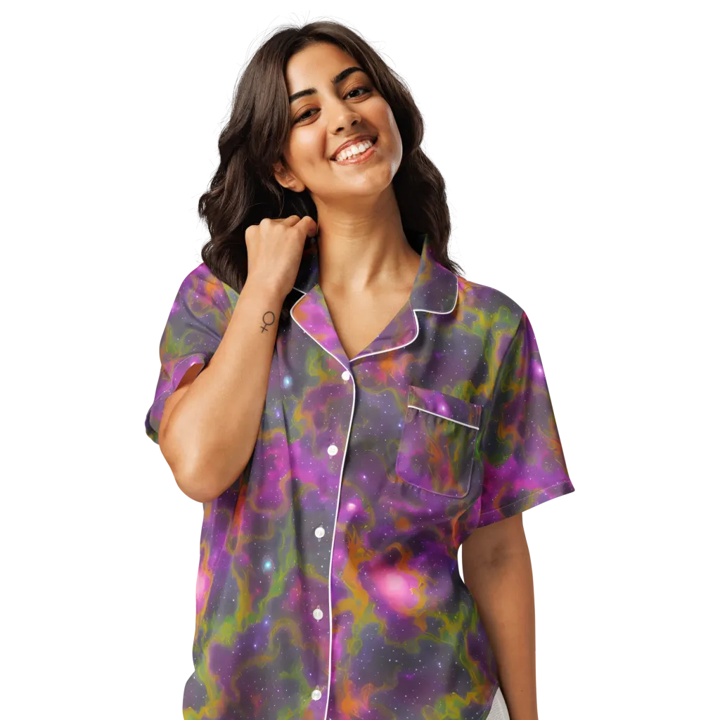 Orchid Cosmos on Women's Short Sleeve Pajama Top — Front