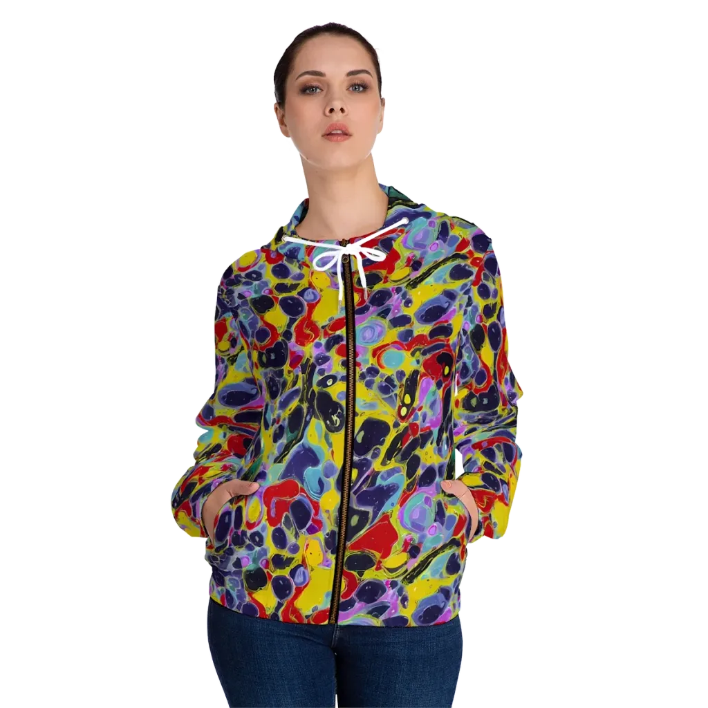 Acid Jewelbox on Women's Full-Zip Hoodie — Front On Person