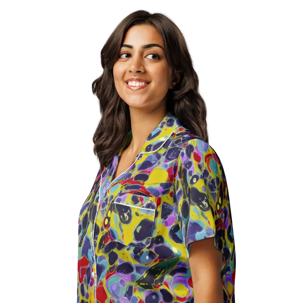 Acid Jewelbox on Women's Short Sleeve Pajama Top — Left Front
