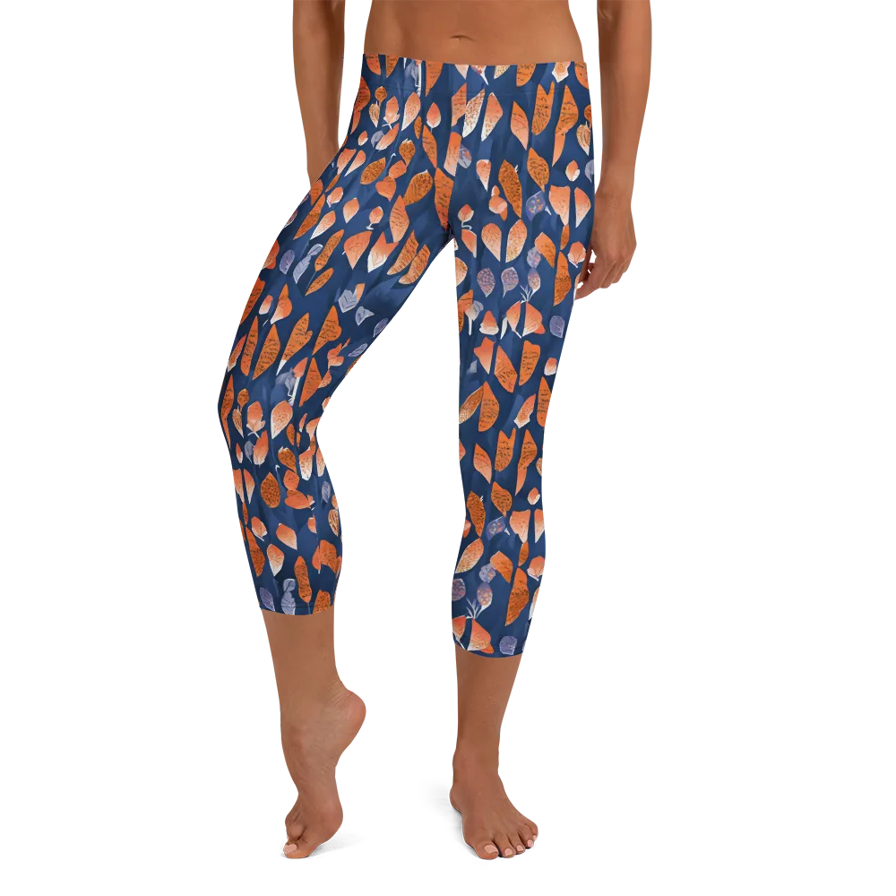Ember Leaves on Capri Leggings — Front