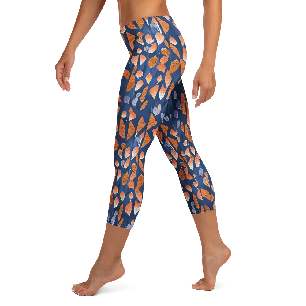 Ember Leaves on Capri Leggings — Left