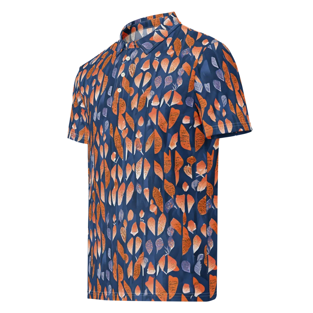 Ember Leaves on Men's Slim Fit Polo Shirt — Left Front