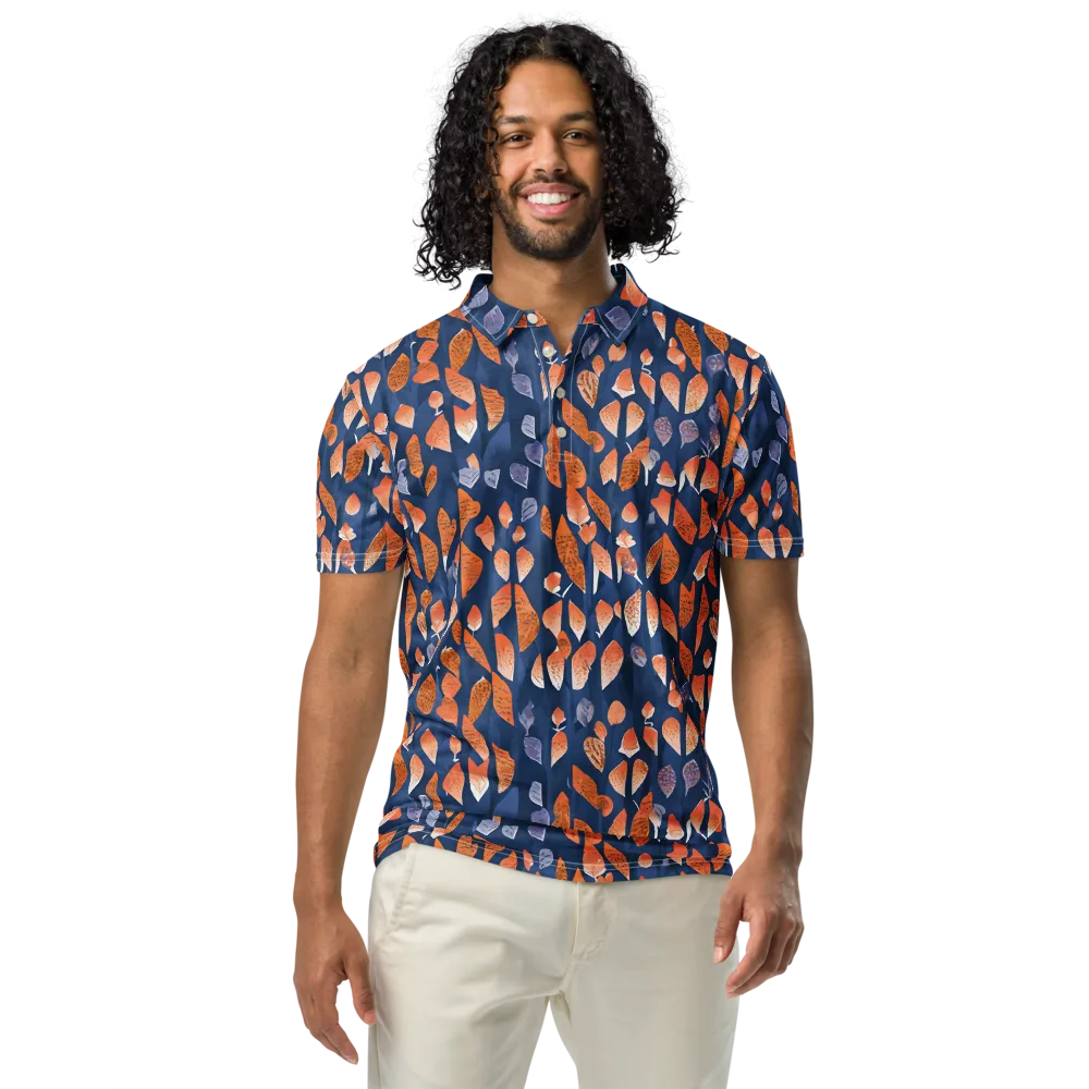 Ember Leaves on Men's Slim Fit Polo Shirt — Front