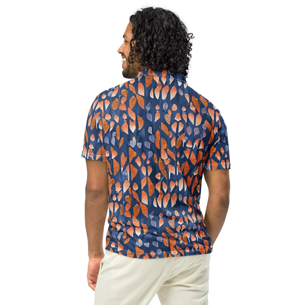 Ember Leaves on Men's Slim Fit Polo Shirt — Back