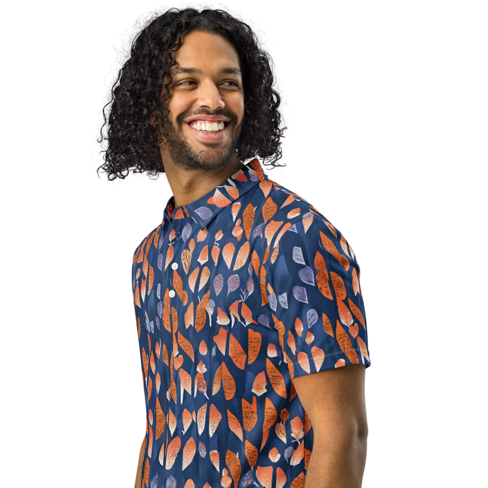 Ember Leaves on Men's Slim Fit Polo Shirt — Left Front