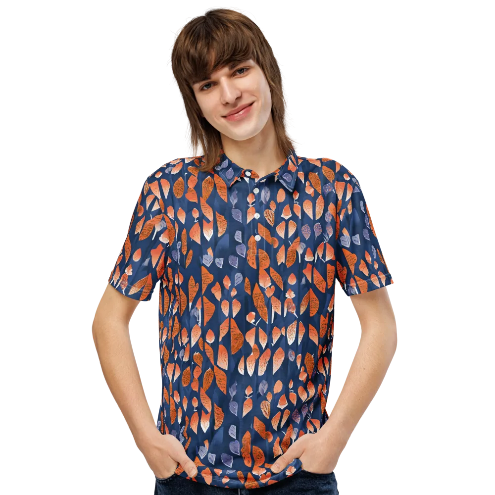 Ember Leaves on Men's Slim Fit Polo Shirt — Front