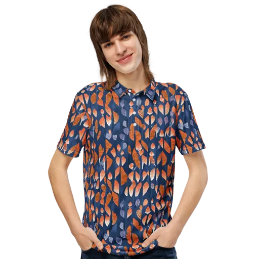 Ember Leaves on a Men's Slim Fit Polo Shirt