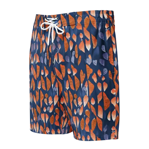 Ember Leaves on a Men's Board Shorts