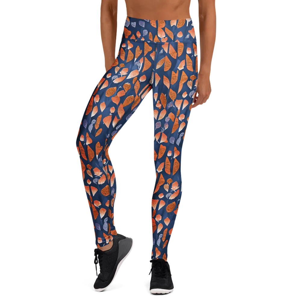 Ember Leaves on Yoga Leggings — Front