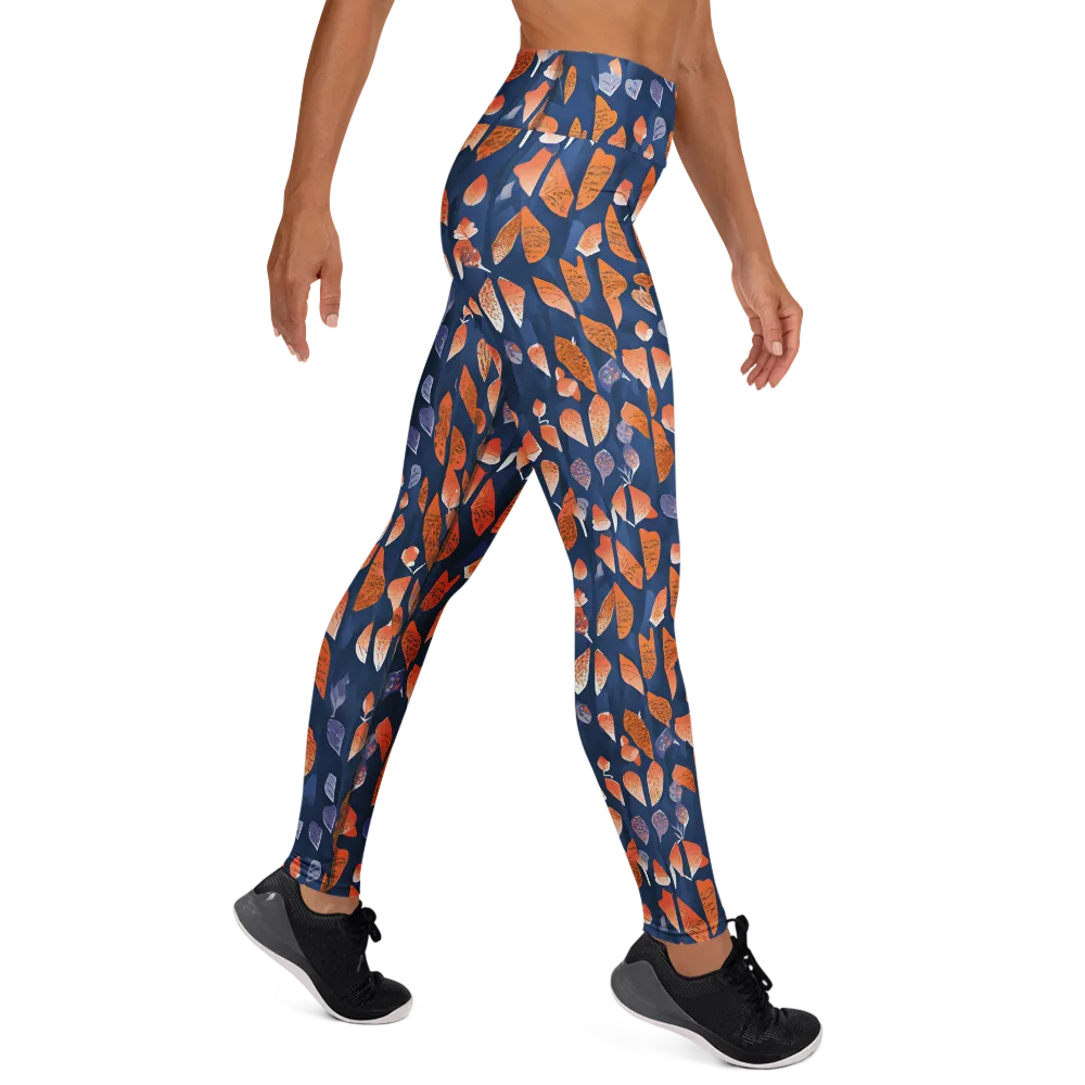 Ember Leaves on Yoga Leggings — Right