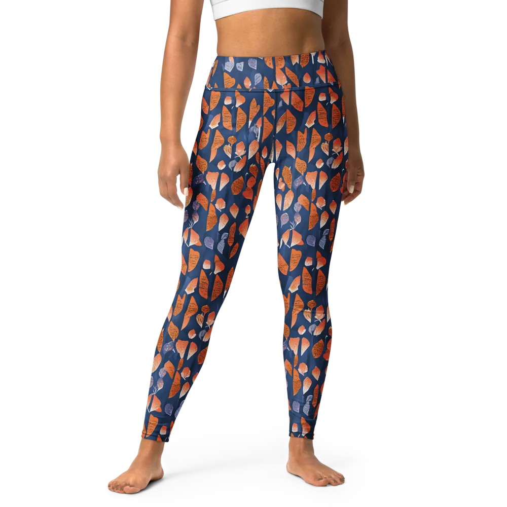 Ember Leaves on Yoga Leggings — Front