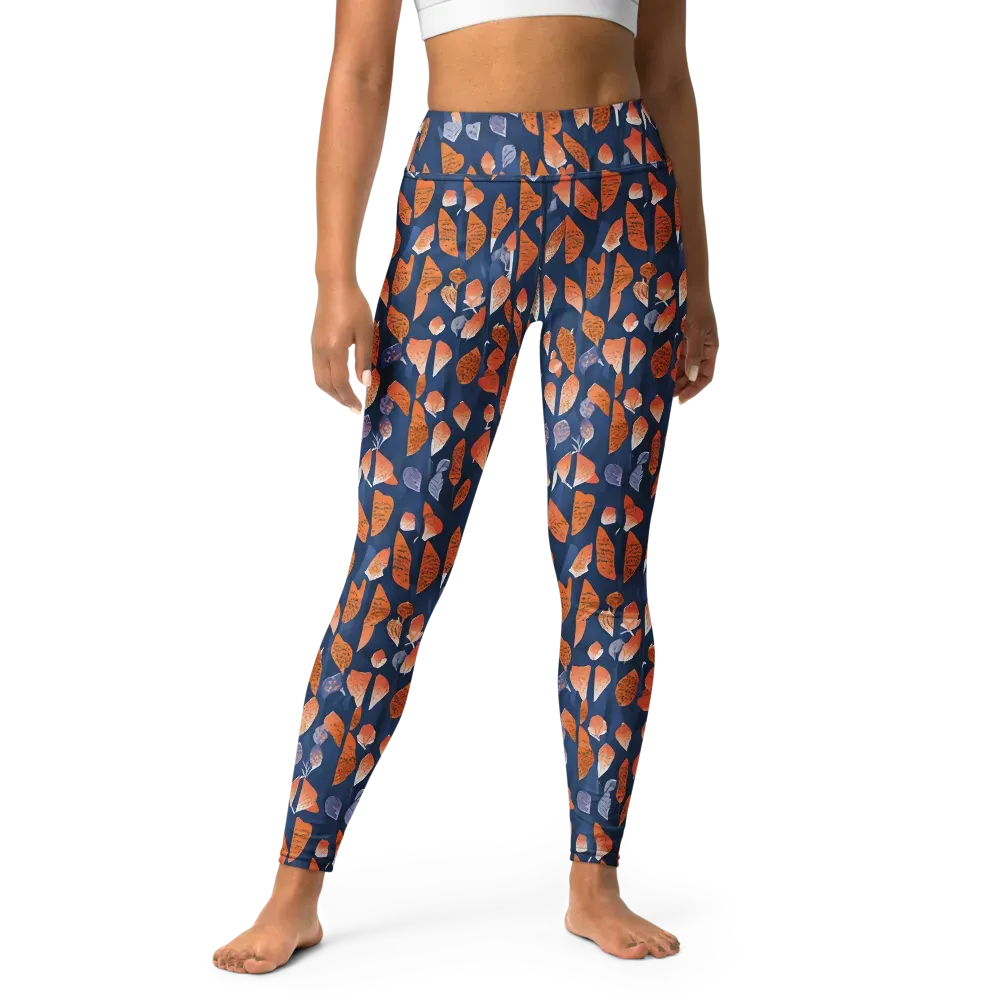 Ember Leaves on Yoga Leggings — Front