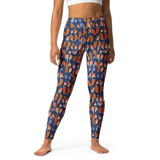 Ember Leaves on a Yoga Leggings
